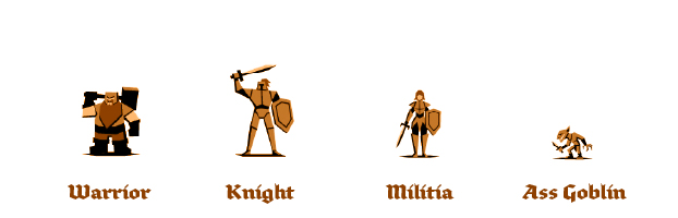 Warrior, Knight, Militia, and Ass Goblin handicap classes